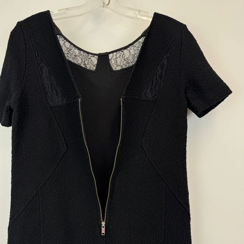 Marc by Marc Jacobs Black Lace Inset Zip Back Dress‎ Short Sleeve XS